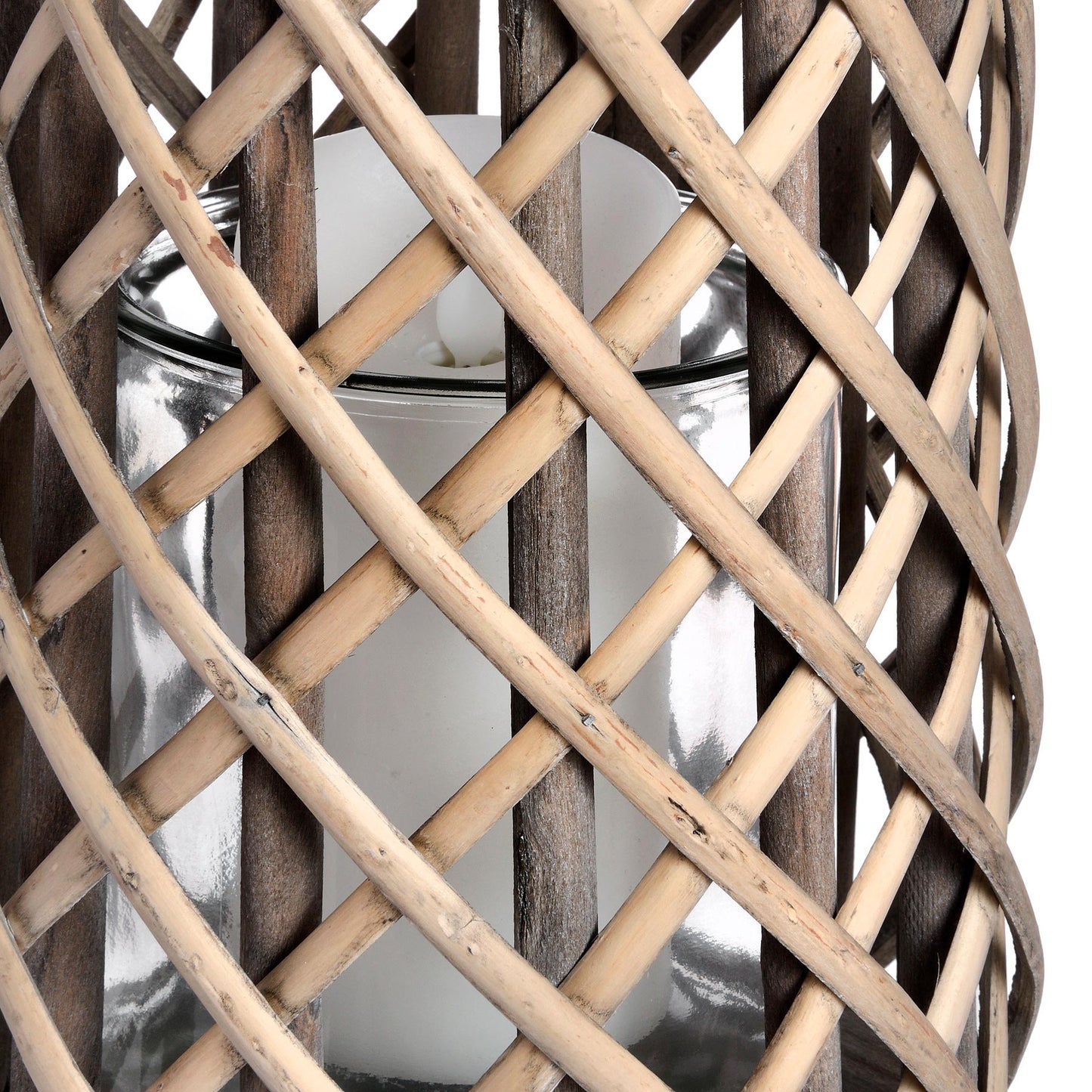 Medium Wicker Lantern with Glass Hurricane