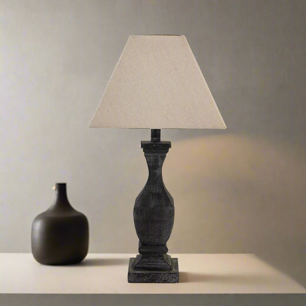 Incia Fluted Wooden Table Lamp