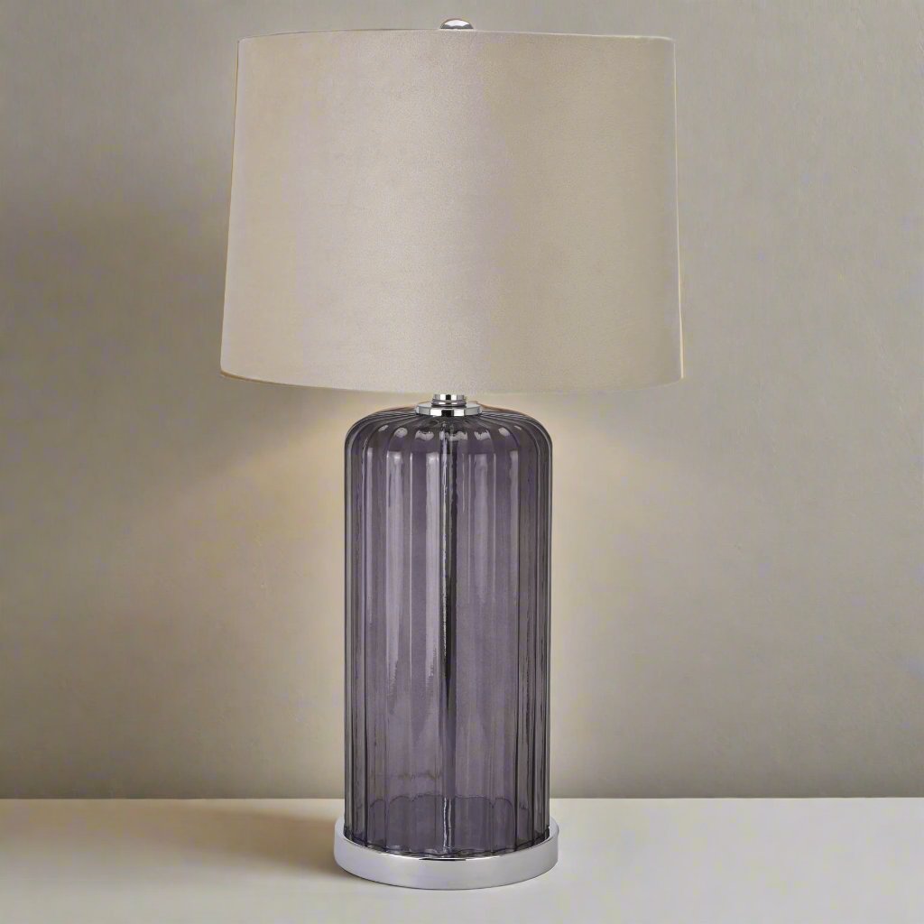 Alberta Metallic Glass Lamp With Velvet Shade