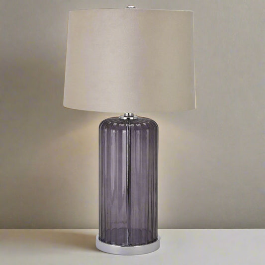 Alberta Metallic Glass Lamp With Velvet Shade