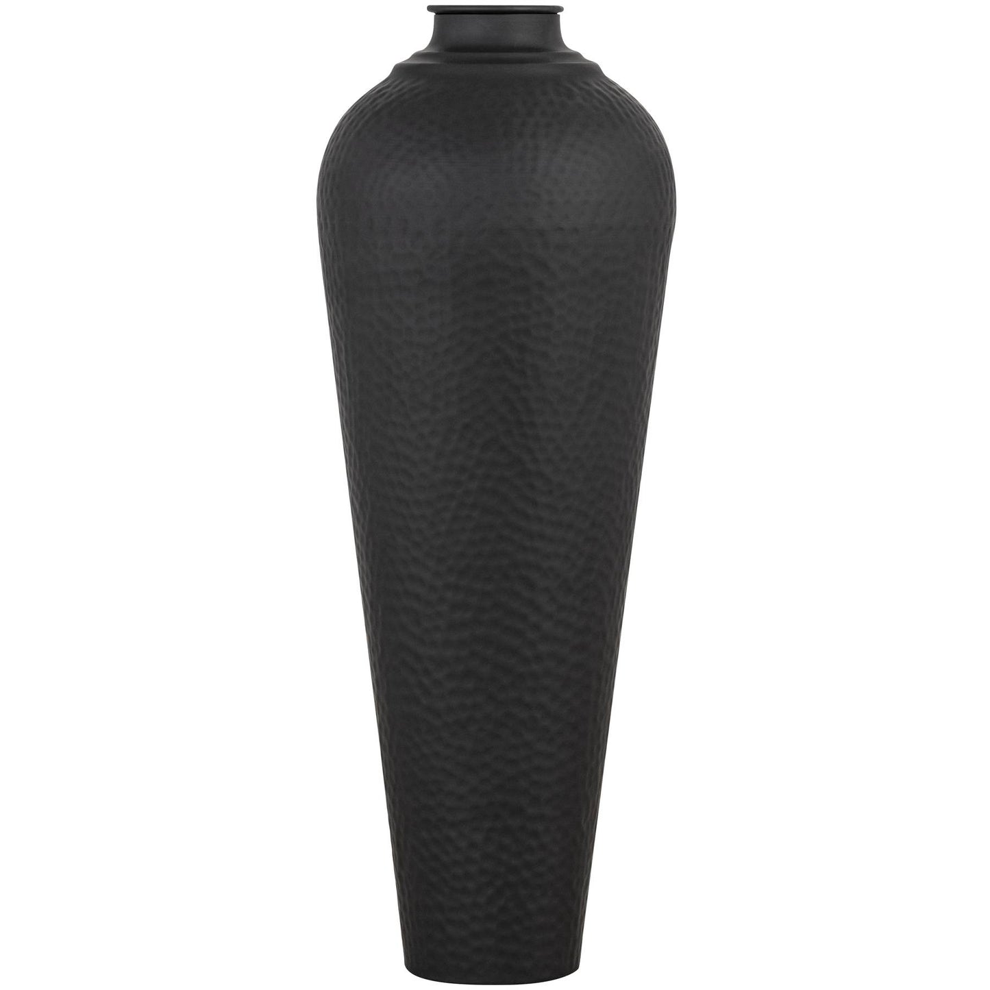 Matt Black Medium Hammered Vase With Lid