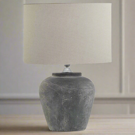 Amalfi Grey Table Lamp With Linen Shade