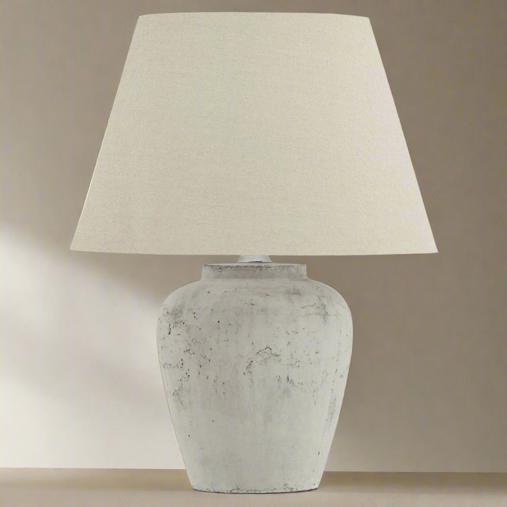 Darcy Antique White Table Lamp With Linen Shade