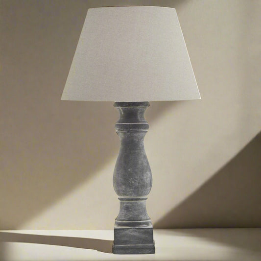 Amalfi Grey Candlestick Table Lamp With Linen Shade