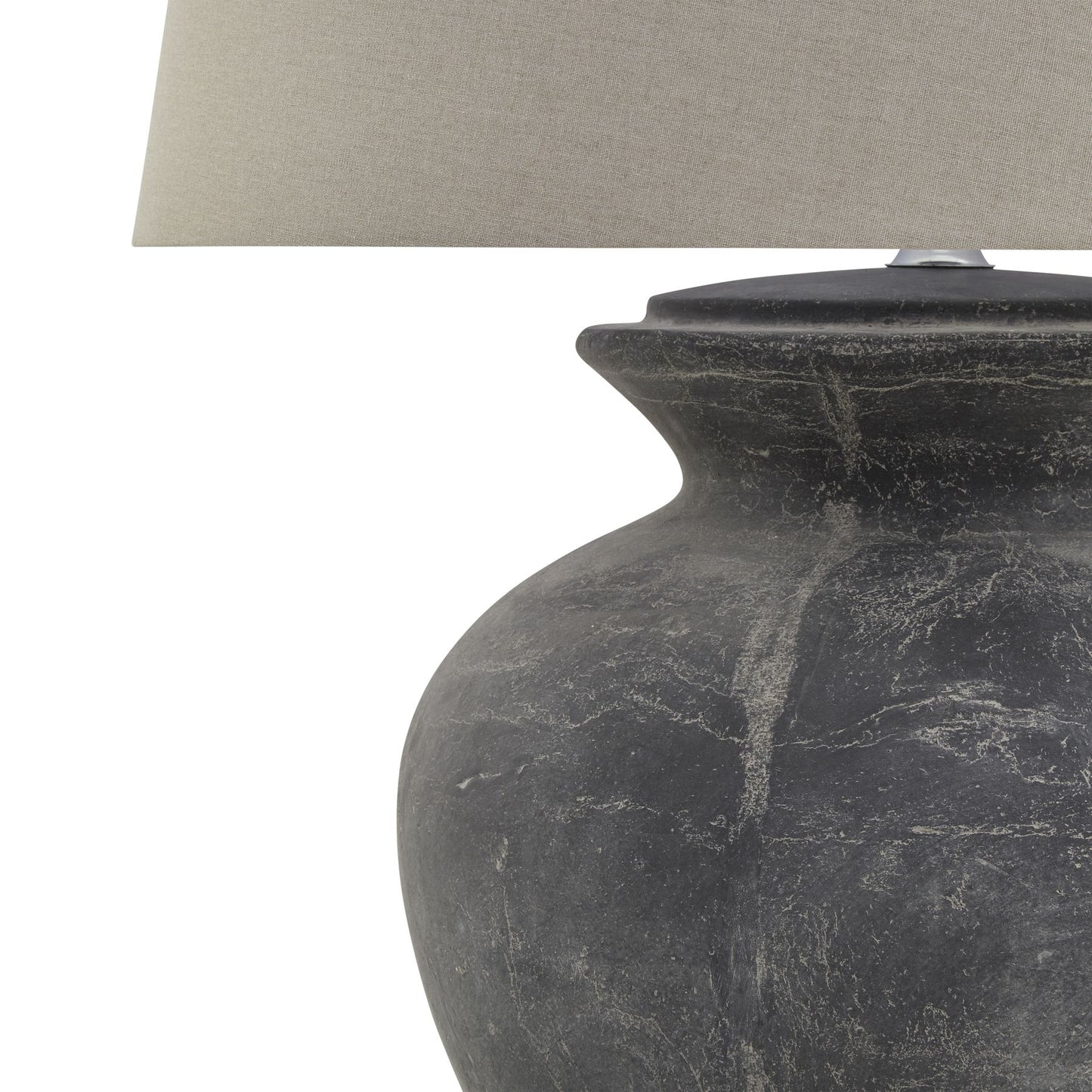 Amalfi Grey Round Table Lamp With Linen Shade