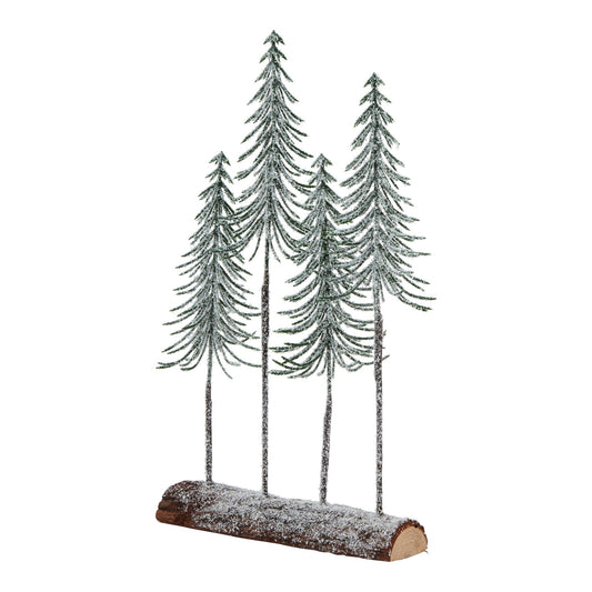 Medium Snowy Spindle Tree Quad In Wood Log