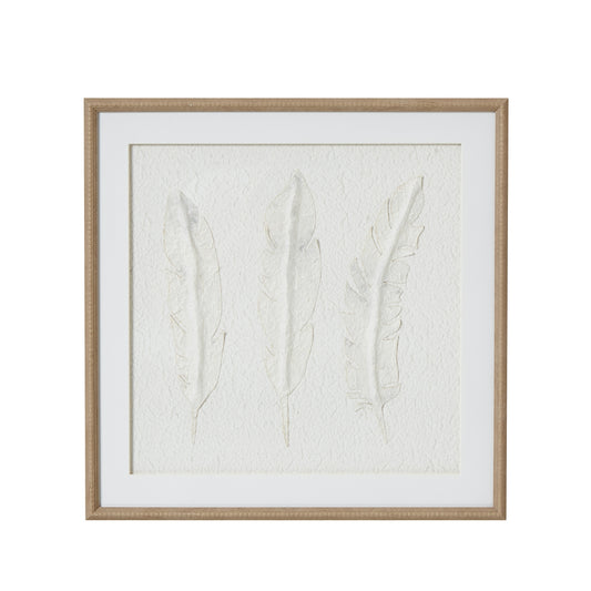 Solli White Feathers Art Mounted In Beaded Frame