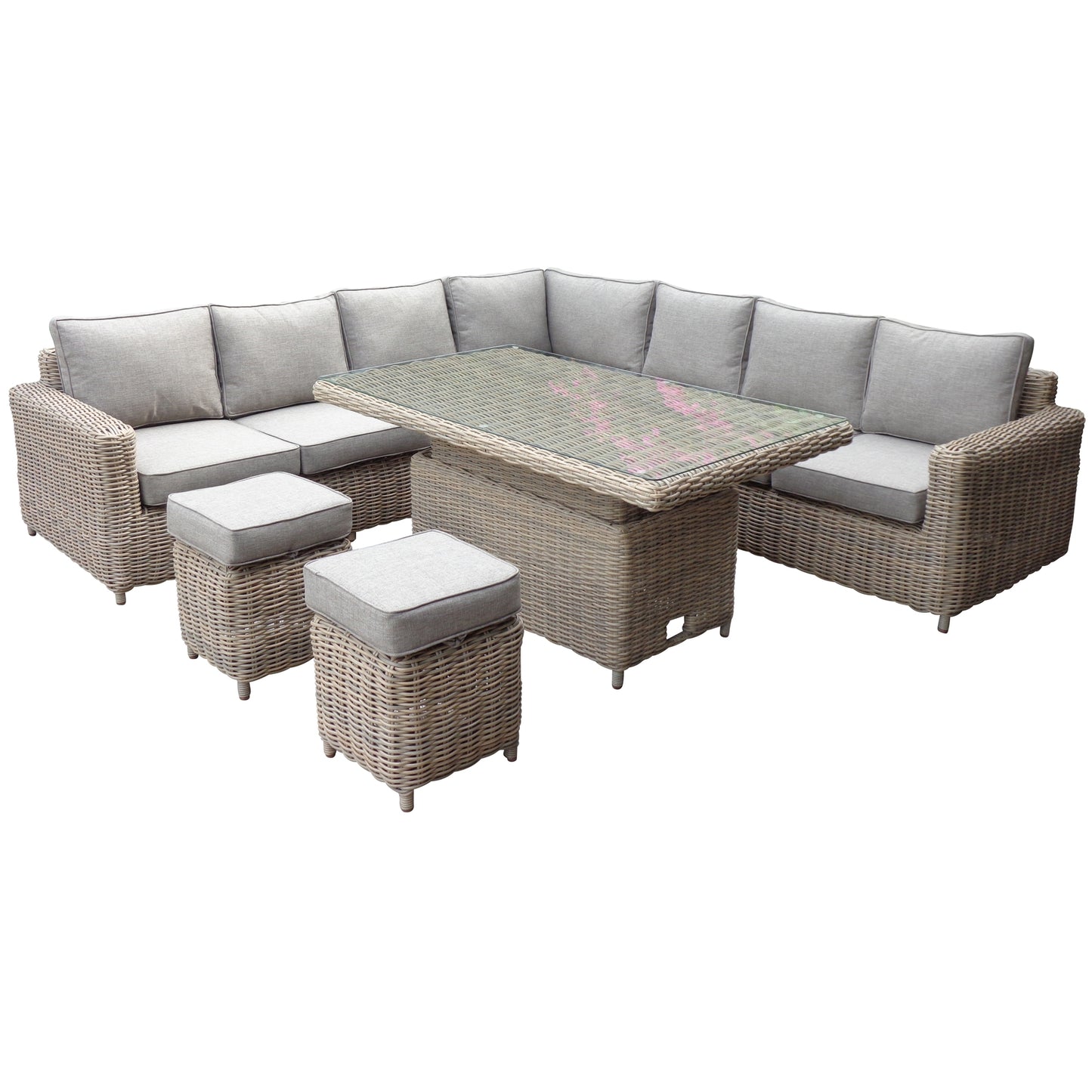 Amalfi Outdoor Large Corner Set With Riser Table + 2 Stools