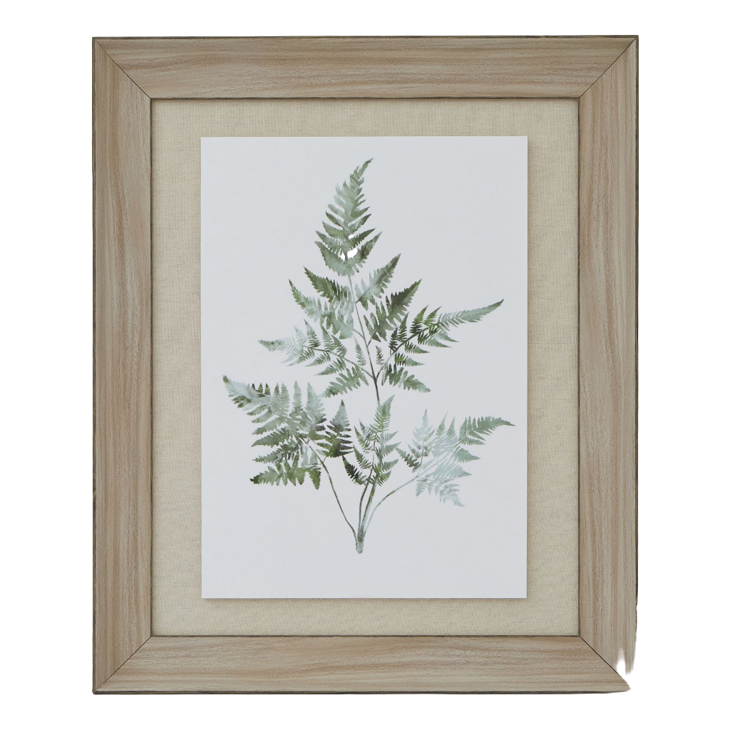 Watercolour Bracken Fern In Washed Wood Frame