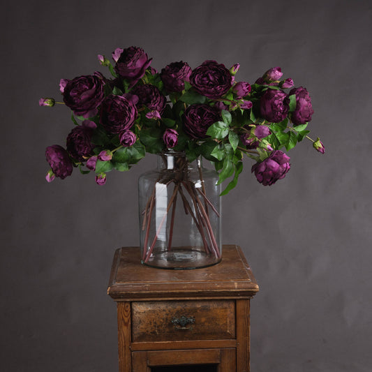 Deep Purple Wedding Peony Rose Spray