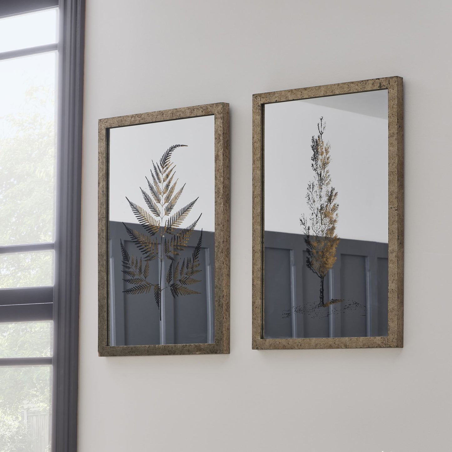 Metallic Mirrored Brass Fern Wall Art