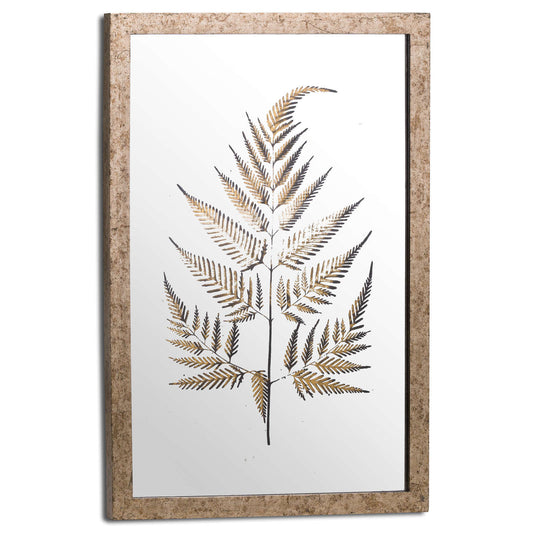 Metallic Mirrored Brass Fern Wall Art