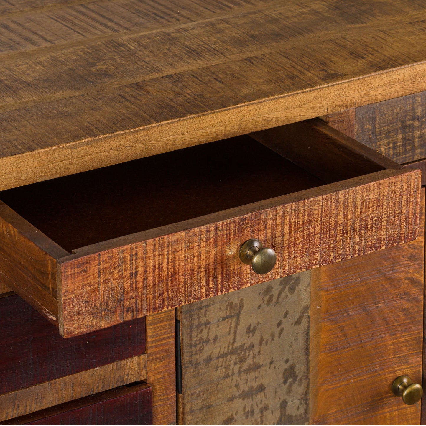 Multi Draw Reclaimed Industrial Chest With Brass Handle