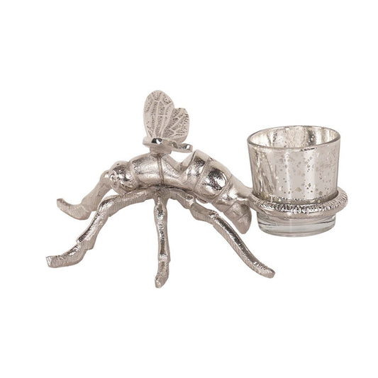 Silver Dragonfly Tealight Holder