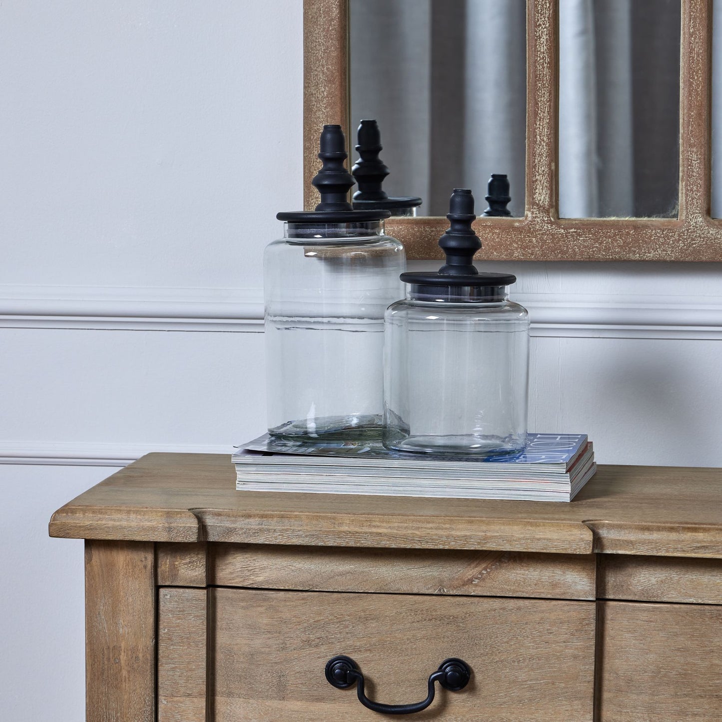 Black Finial Glass Canister