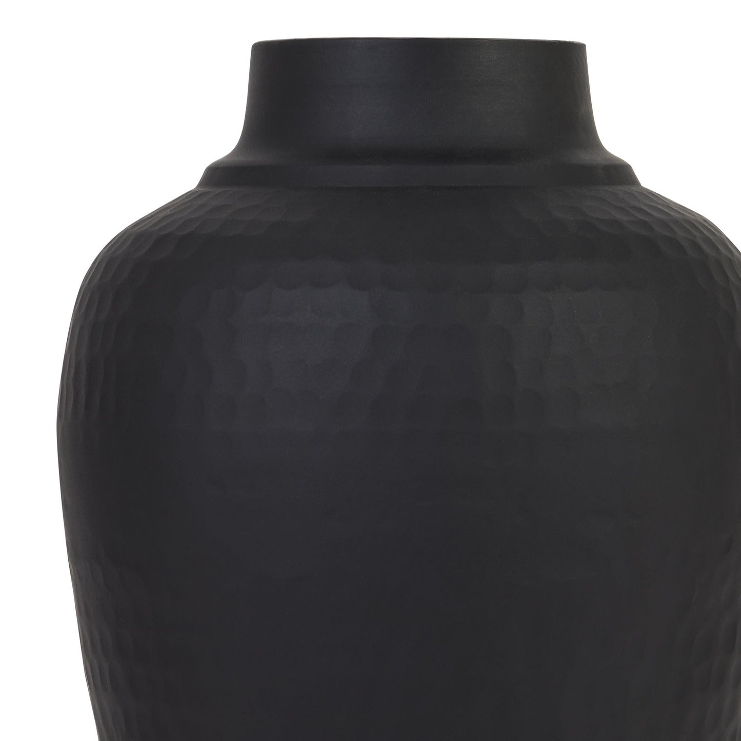 Matt Black Hammered Vase With Lid