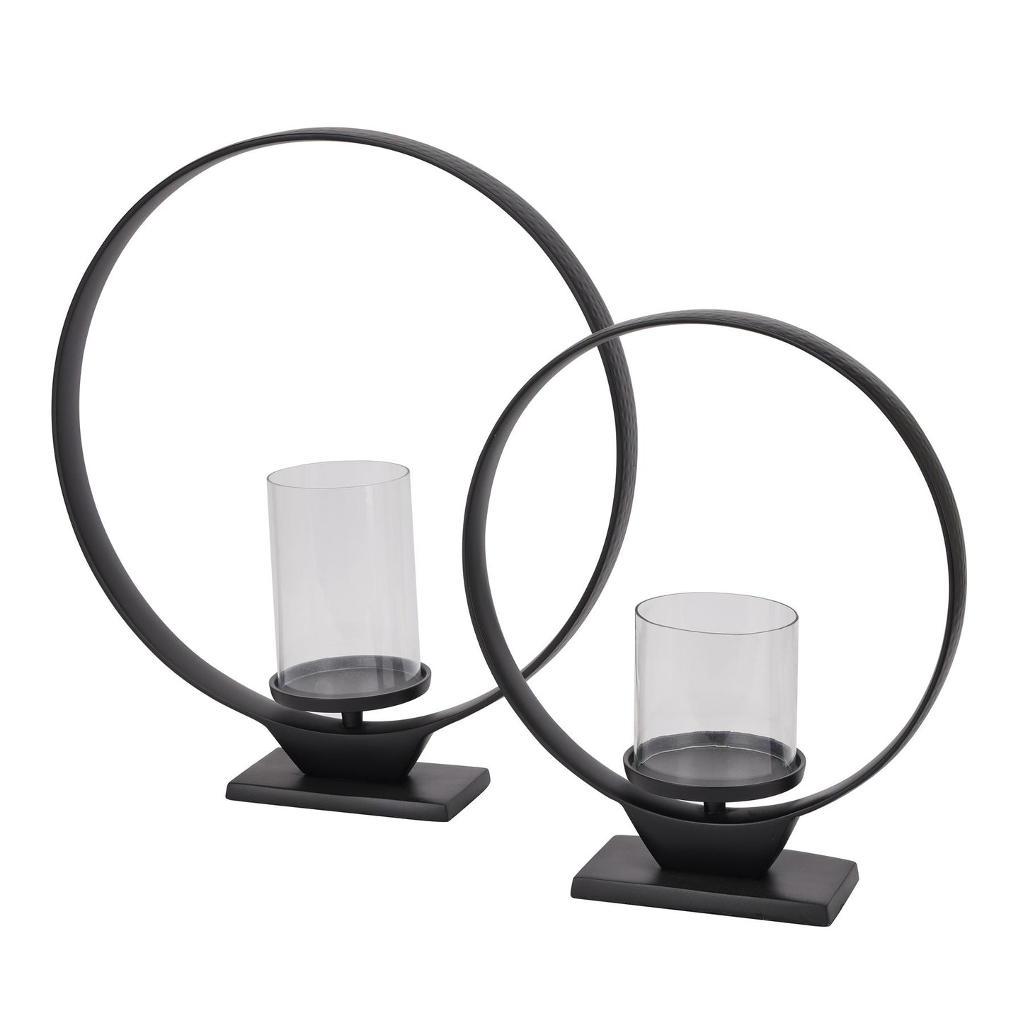 Black Hoop Large Hurricane Lantern