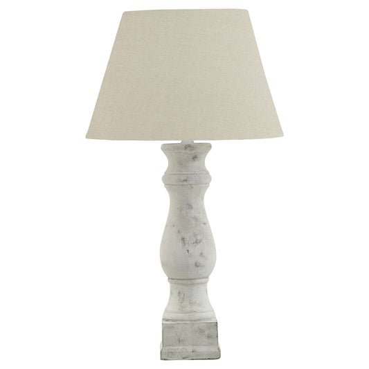 Darcy Antique White Candlestick Table Lamp With Linen Shade